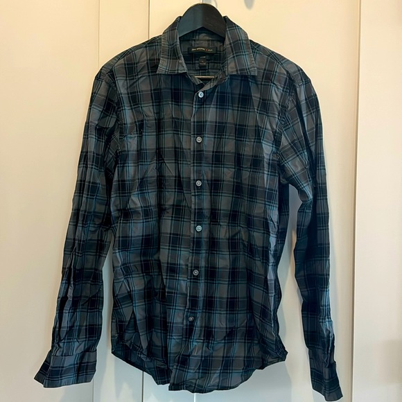 plaid john varvatos collared shirt sz M - Picture 1 of 3